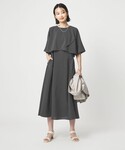ワンピース 半袖 ケープ ナローフレア ワンピースの詳細画像3