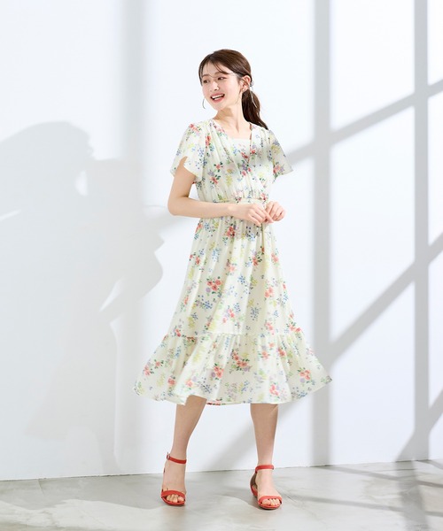 Rose Tiara（ローズティアラ） ワンピース 半袖 フラワープリント