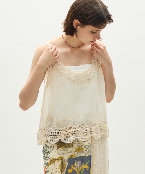 full/fill. キャミソール natural embroidery lace cami / ナチュラル