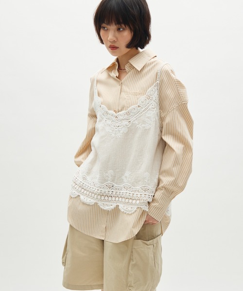 full/fill. キャミソール natural embroidery lace cami / ナチュラル