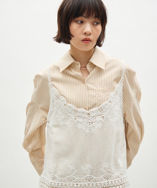 full/fill. キャミソール natural embroidery lace cami / ナチュラル