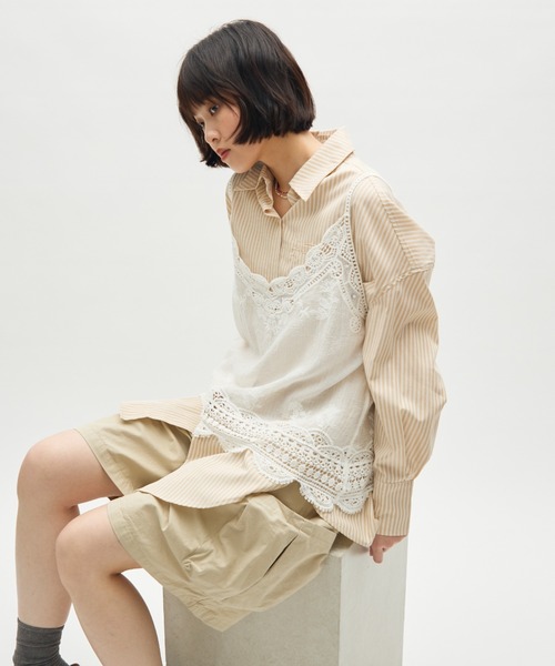 full/fill. キャミソール natural embroidery lace cami / ナチュラル