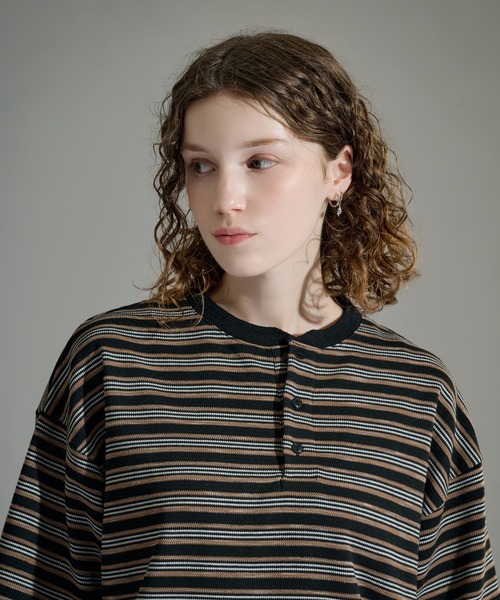 WETTEMPT tシャツ HENLEY NECK BORDER S/S TEE / ヘンリーネック