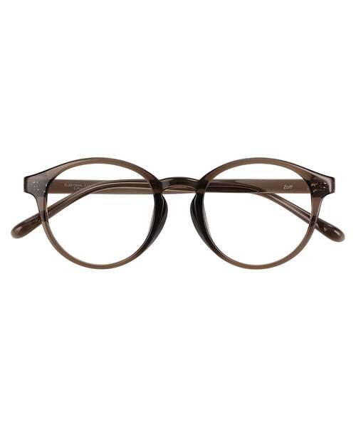 茶色フレームの度ありメガネ Zoff（ゾフ） 伊達メガネ メガネ 眼鏡 ボストン型 メガネ｜軽量 太縁