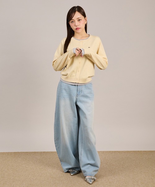「apres jour mignon」 ニットカーディガン LARGE ライトグレー レディース_画像6