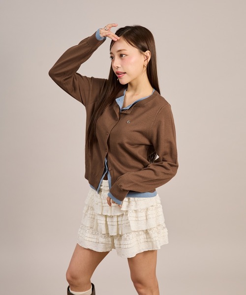 「apres jour mignon」 ニットカーディガン LARGE ライトグレー レディース_画像8