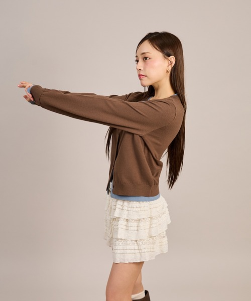 「apres jour mignon」 ニットカーディガン LARGE ライトグレー レディース_画像9