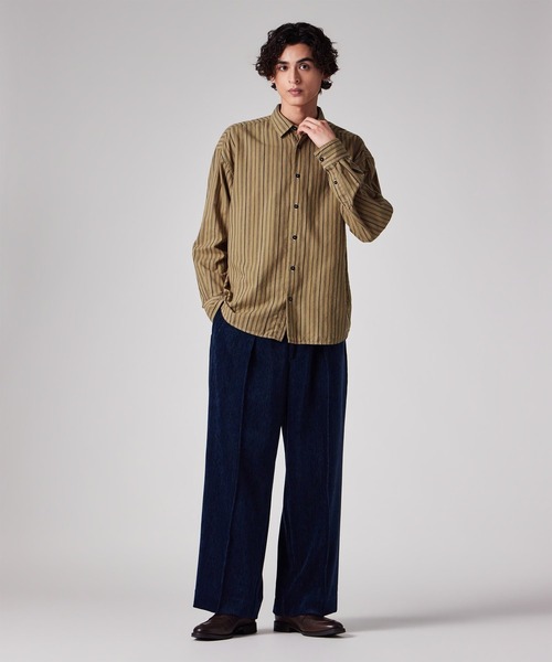 PS Paul Smith シャツ ガーメントダイ ストライプ カジュアルシャツ