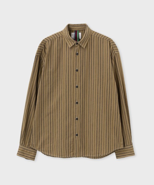 STONE  07AWポール期 ガーメントダイジップアップシャツ PS Paul Smith シャツ ガーメントダイ ストライプ カジュアルシャツ