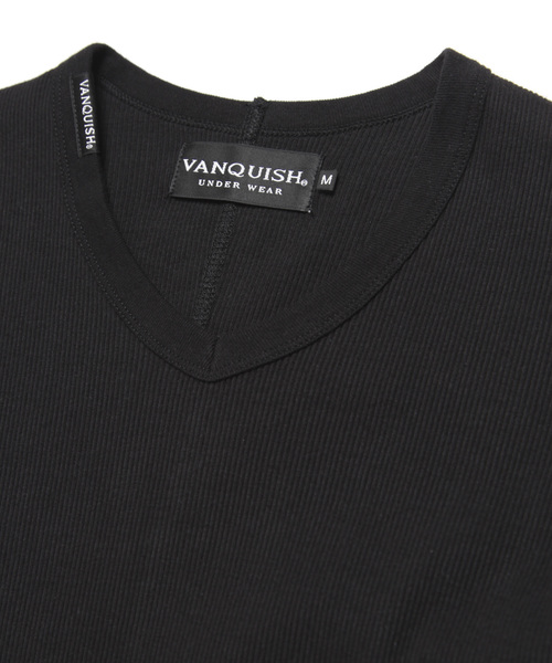 VANQUISH / ヴァンキッシュ テレコ Vネック 五分袖Tシャツ : ZOZOTOWN 