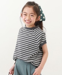 devirock tシャツ モックネック先染め ボーダー半袖Tシャツ