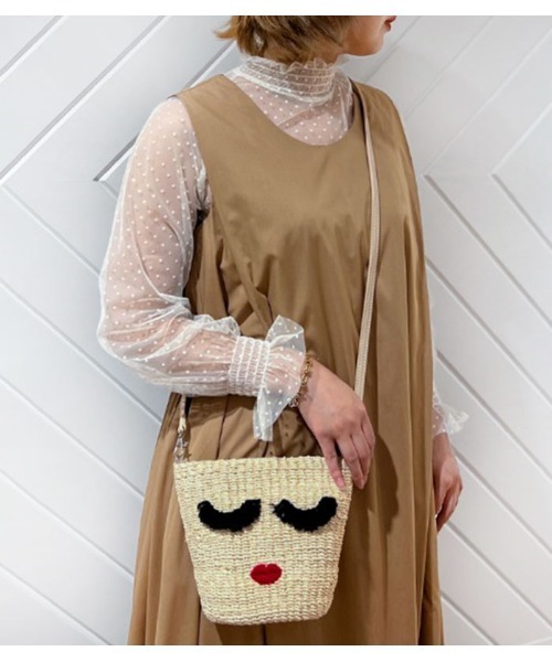 【美品】アジョリー アイラッシュ まつげ カゴバッグ アジョリー かごバッグ アイラッシュ（ベージュ・大） | 中村
