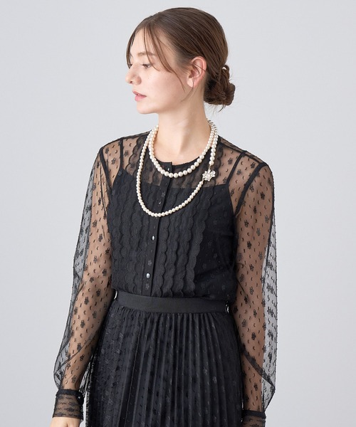 ANAYI シャツ ブラウス フラワーチュールスカラップ レディース 