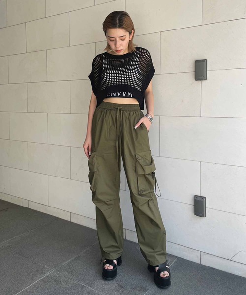 ENVYM ニット セーター ノースリメッシュニット レディース