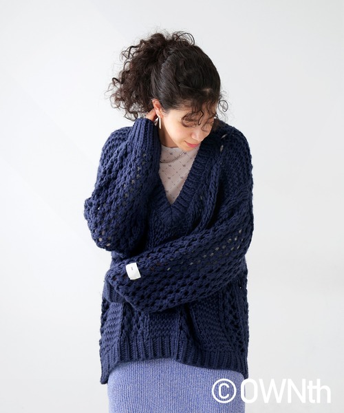 ニット セーター pattern compact sleeve hole knit  / パターンコンパクトスリーブホールニット レディース pattern compact sleeve hole knit – eim online（エイム
