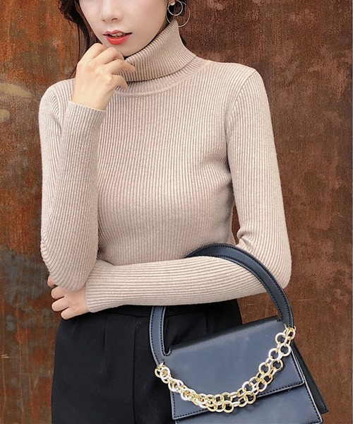 BLANC FICELLE ニット セーター ベーシック リブタートル レディース