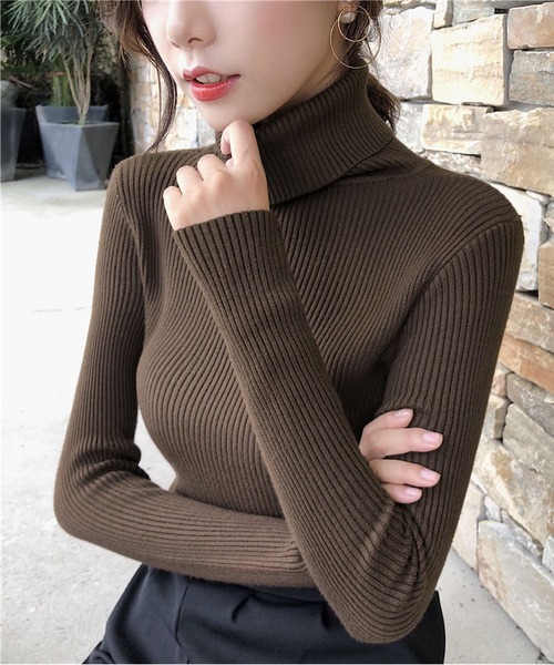 BLANC FICELLE ニット セーター ベーシック リブタートル レディース