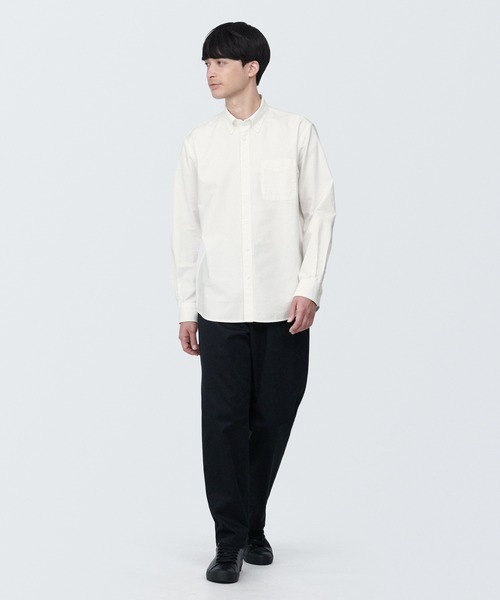 無印良品（MUJI） シャツ 紳士 洗いざらしオックスボタンダウン長袖