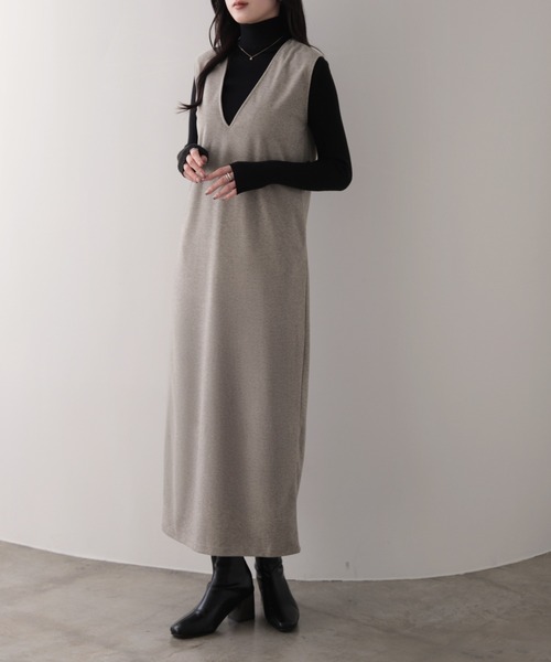 ジャンパースカート Vネックロングジャンパースカート : ZOZOTOWN