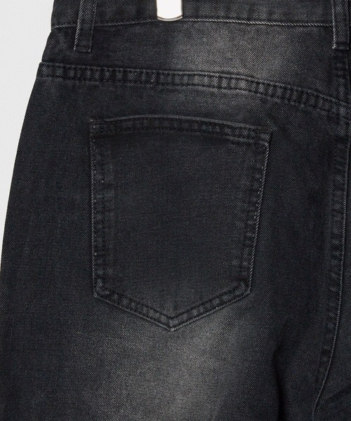 Theater code ジーンズ side line stone design wide denim