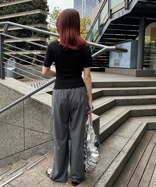【FOTTSFOTTS】SCOOP TEE★韓国の人気★/追跡付 I-SOOK tシャツ 「ISOOK / アイスー」ギャザーデザインシアーT