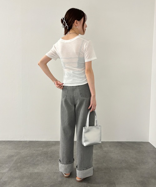 【FOTTSFOTTS】SCOOP TEE★韓国の人気★/追跡付 I-SOOK tシャツ 「ISOOK / アイスー」ギャザーデザインシアーT
