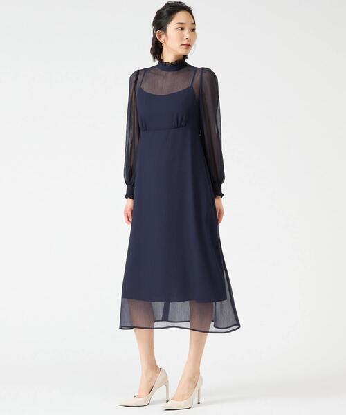 ワンピース フリルハイネックフレアドレス | Tiara