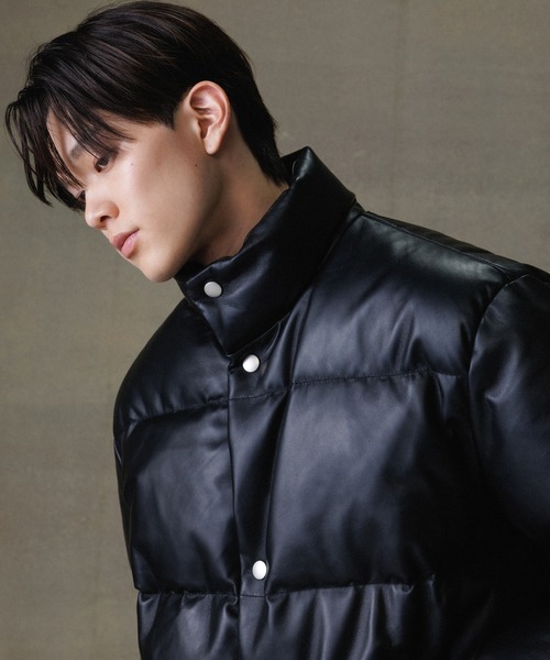 【美品】ADAM ET ROPÉ 　コンビバルーンジャケット　ブラック ADAM ET ROPÉ HOMME(アダム エ ロペ オム) / ストレッチナイロン
