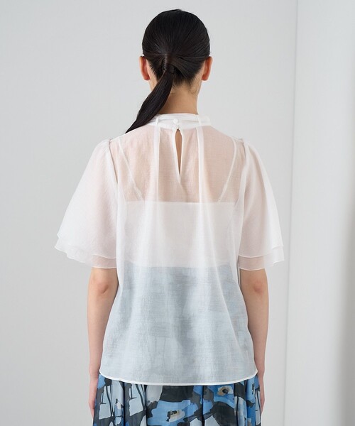 ANAYI（アナイ） ブラウス シャツ スパンオーガンジーボウタイ