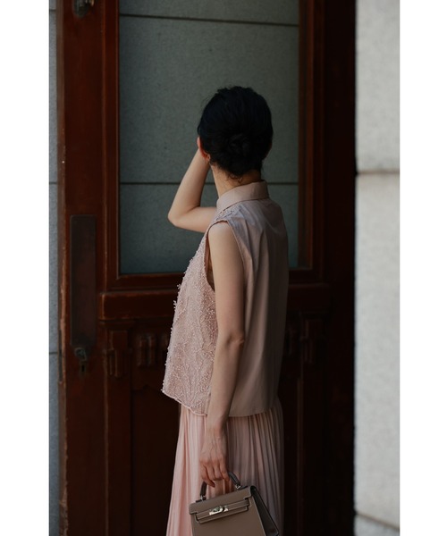 cawaii ブラウス シャツ 繊細なレースに浮かぶ蔦花シャツトップス