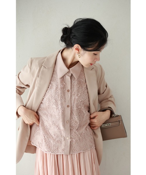 再入荷6月19日 繊細なレースに浮かぶ蔦花シャツトップス cawaii wkj00089 S~L対応 春 夏 綿100％ コットン ノースリ エレガント お洒落 大人可愛い 総レース 花 植物 ベージュ 日常使い レディース ファッション 大人 ママ ミセス 30代 40代 50代 cawaii ブラウス シャツ 繊細なレースに浮かぶ蔦花シャツトップス