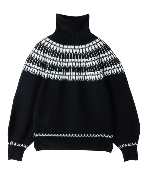 Eclat one ニット セーター ノルディック柄タートルニット レディース