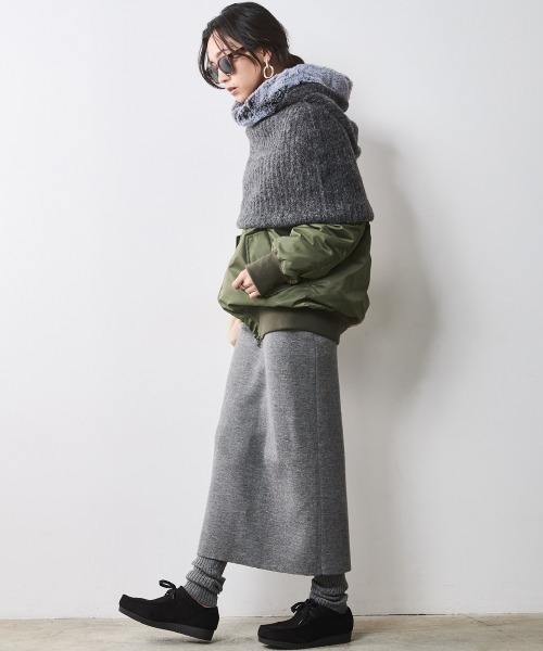 大きいサイズ レディース トップス フェイクファー付マントニット シックスタイル対応 CHIC STYLE ニット セーター フェイクファー付マントニット