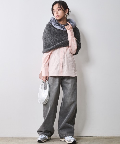 CHIC STYLE ニット セーター フェイクファー付マントニット