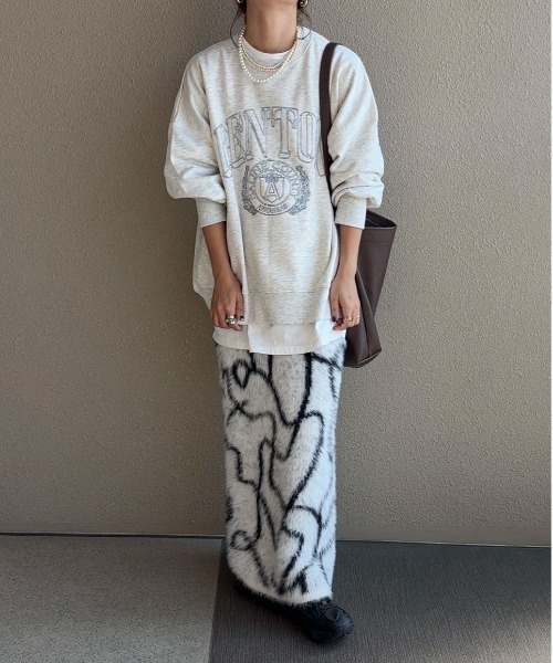 スカート 「XSサイズあり/ハンドウォッシャブル」ニュアンス柄シャギー