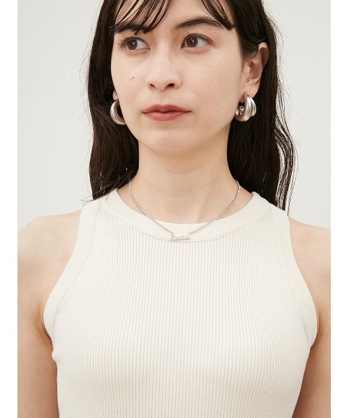 「Mila Owen」 ノースリーブニット FREE レッド レディース ミラ オーウェン Mila Owen クロシェニットキャミ×ノースリ