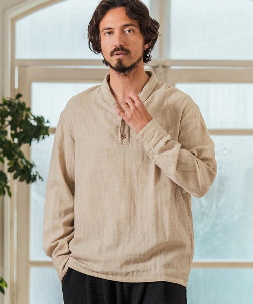 Magine（マージン） シャツ ms5974- Gauze Fabric Shawl Collar Shirts