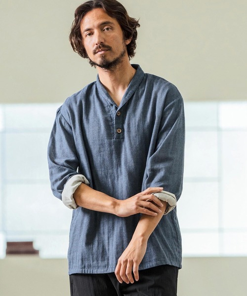 Magine（マージン） シャツ ms5974- Gauze Fabric Shawl Collar Shirts