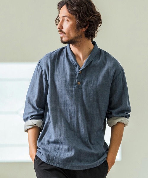 Magine（マージン） シャツ ms5974- Gauze Fabric Shawl Collar Shirts