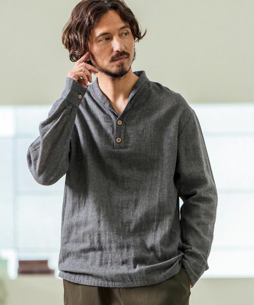 Magine（マージン） シャツ ms5974- Gauze Fabric Shawl Collar Shirts