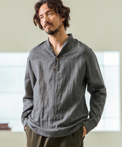 Magine（マージン） シャツ ms5974- Gauze Fabric Shawl Collar Shirts