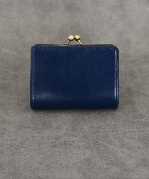 An+u 二つ折り 二つ折り財布 財布 レザー×ガマグチ ミドルウォレット