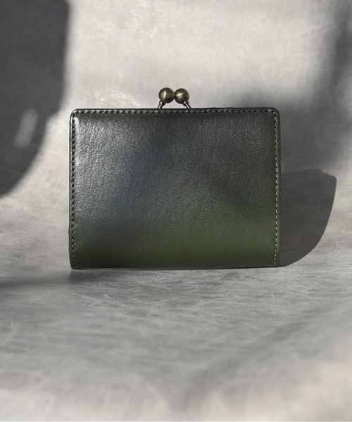 An+u 二つ折り 二つ折り財布 財布 レザー×ガマグチ ミドルウォレット