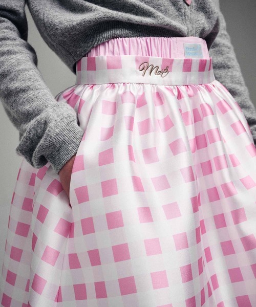 mardi mercredi ギンガムチェック　フレアスカート　ピンク Mardi Mercredi（マルディメクルディ） スカート VOLUME MIDI SKIRT