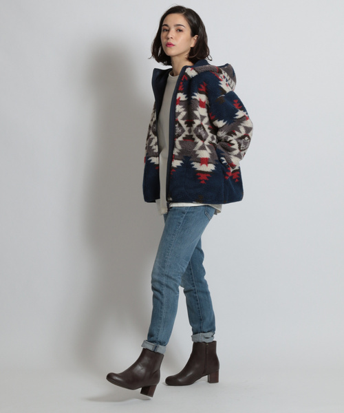 「niko and...」 ジップアップブルゾン「PENDLETONコラボ」 LARGE ネイビー レディース_画像7