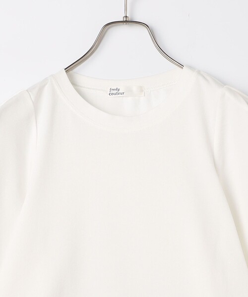 tシャツ 袖フレア麻調カットT レディース fredy couleur tシャツ 5分袖フレア麻調カットT レディース