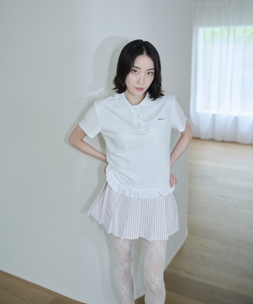Smyeon tシャツ Frill polo shirt/フリルポロTシャツ レディース