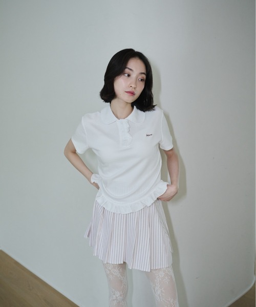 smyeon Frill polo shirt フリルポロTシャツ ホワイト Smyeon tシャツ Frill polo shirt/フリルポロTシャツ レディース