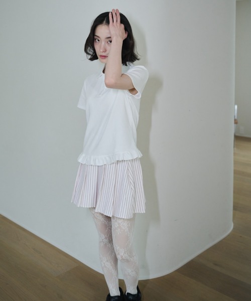 smyeon Frill polo shirt フリルポロTシャツ ホワイト Frill polo shirt/フリルポロTシャツ（Tシャツ/カットソー