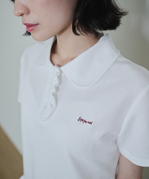 Smyeon tシャツ Frill polo shirt/フリルポロTシャツ レディース